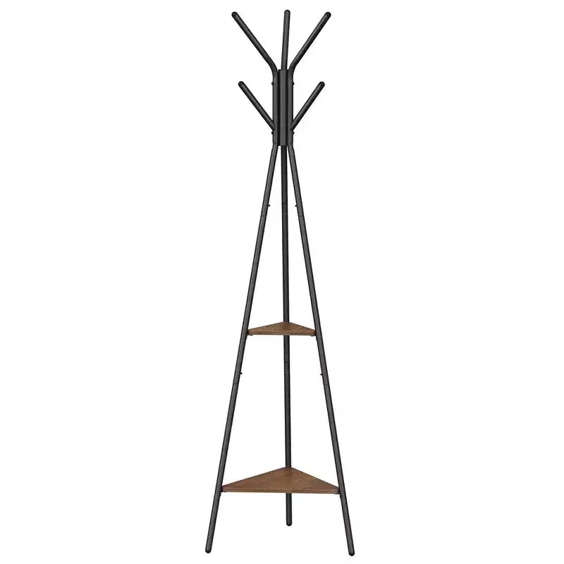 VASAGLE Portemanteau sur pied, Porte-manteau, Arbre d'entrée avec 2 étagères, pour vêtements, chapeaux, sacs, style industriel