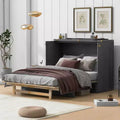 Queen/Full Size Wooden Murphy Bed Wall Bed with A Large Drawer and Charging Outlets 4S -ModernLuxe