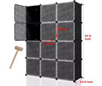 Meuble de rangement 12 cubes avec portes, étagère bibliothèque modulable étanche pour salon ou chambre à coucher