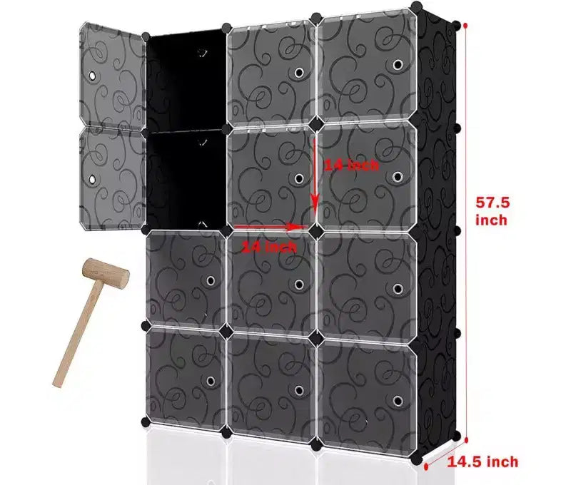 Meuble de rangement 12 cubes avec portes, étagère bibliothèque modulable étanche pour salon ou chambre à coucher