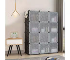 Meuble de rangement 12 cubes avec portes, étagère bibliothèque modulable étanche pour salon ou chambre à coucher