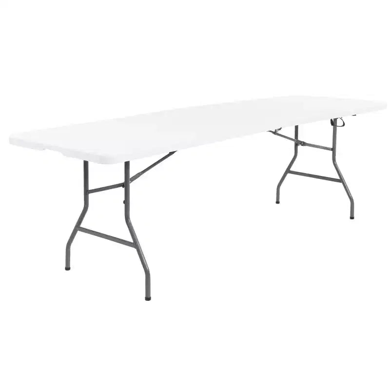 Peakform Multipurpose Banquet Fold-In-Half Table Lightweight Durable Desk with Secure Base for Indoor and Outdoor Events, 8 Foot, White