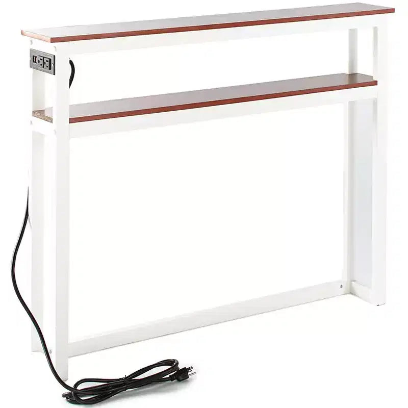 Table d'appoint fine Lakeside Collection avec ports USB et prises de courant intégrés pour l'intérieur