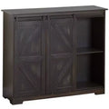 The Lakeside Collection Distressed Sideboard Buffet Cabinet with Sliding Rail Barn Doors