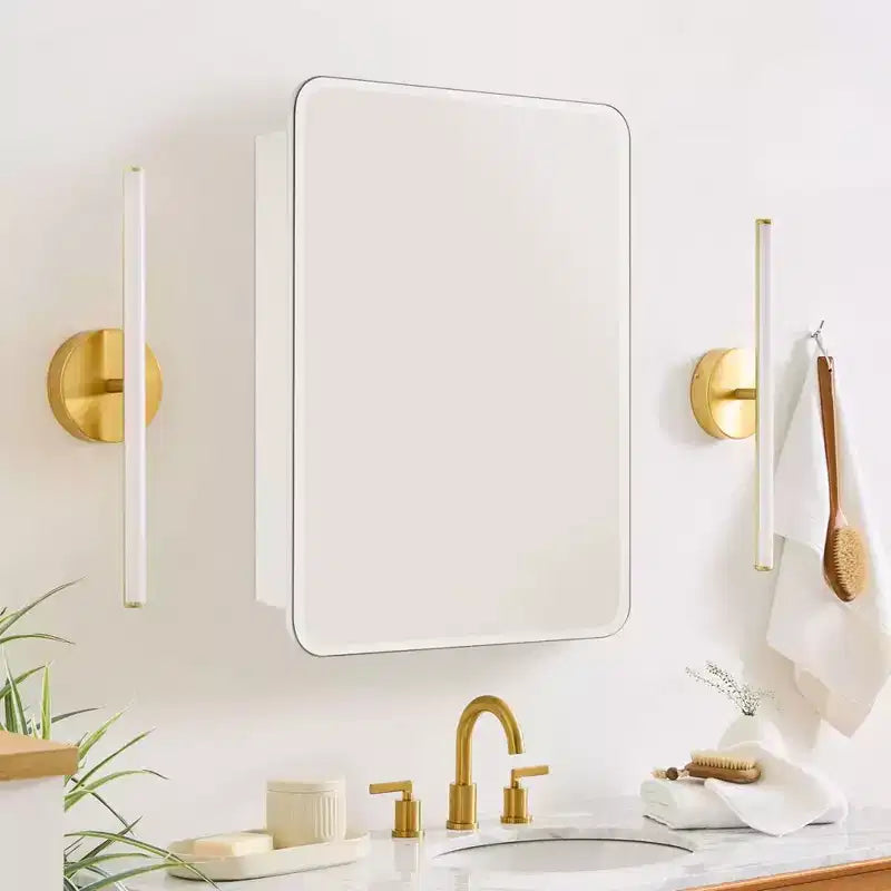 TEHOME Claytin Armoire à pharmacie rectangulaire sans cadre en métal avec miroir pour montage encastré ou en surface