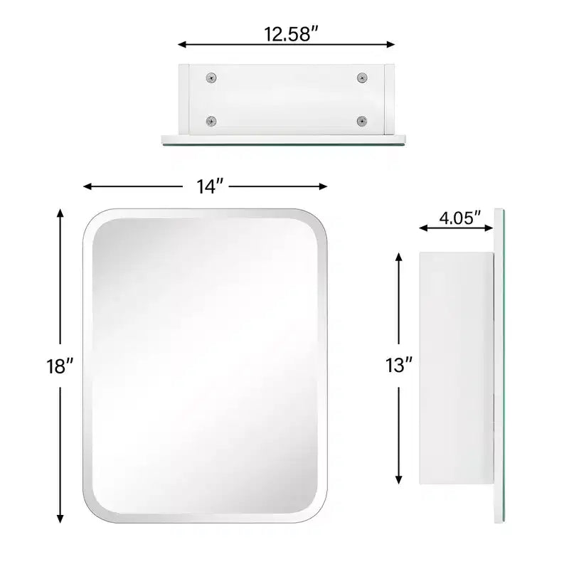 TEHOME Claytin Armoire à pharmacie rectangulaire sans cadre en métal avec miroir pour montage encastré ou en surface