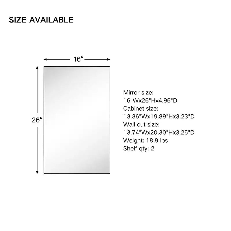 TEHOME Yasine Armoire à pharmacie rectangulaire en métal encadrée avec miroir et étagères réglables