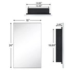 TEHOME Yasine Armoire à pharmacie rectangulaire en métal encadrée avec miroir et étagères réglables