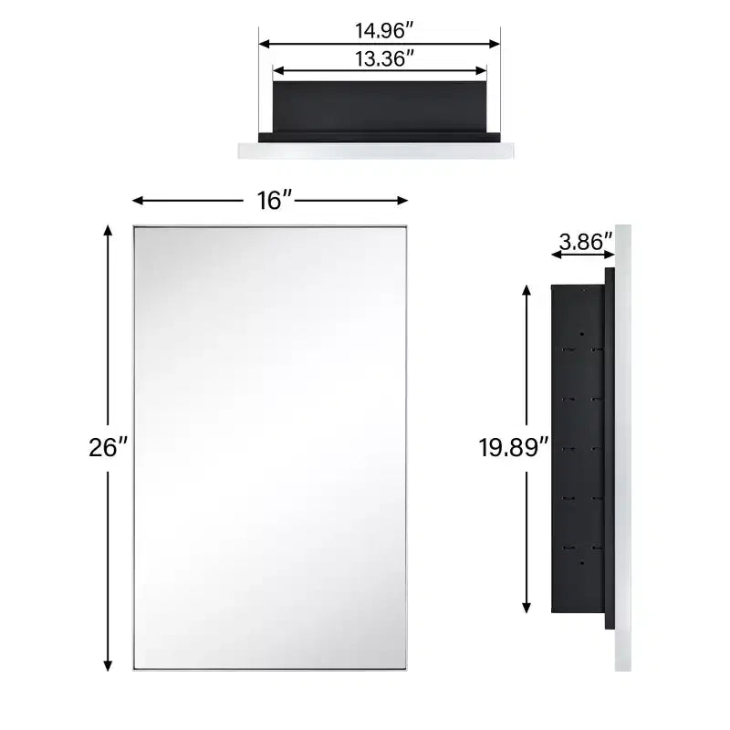 TEHOME Yasine Armoire à pharmacie rectangulaire en métal encadrée avec miroir et étagères réglables