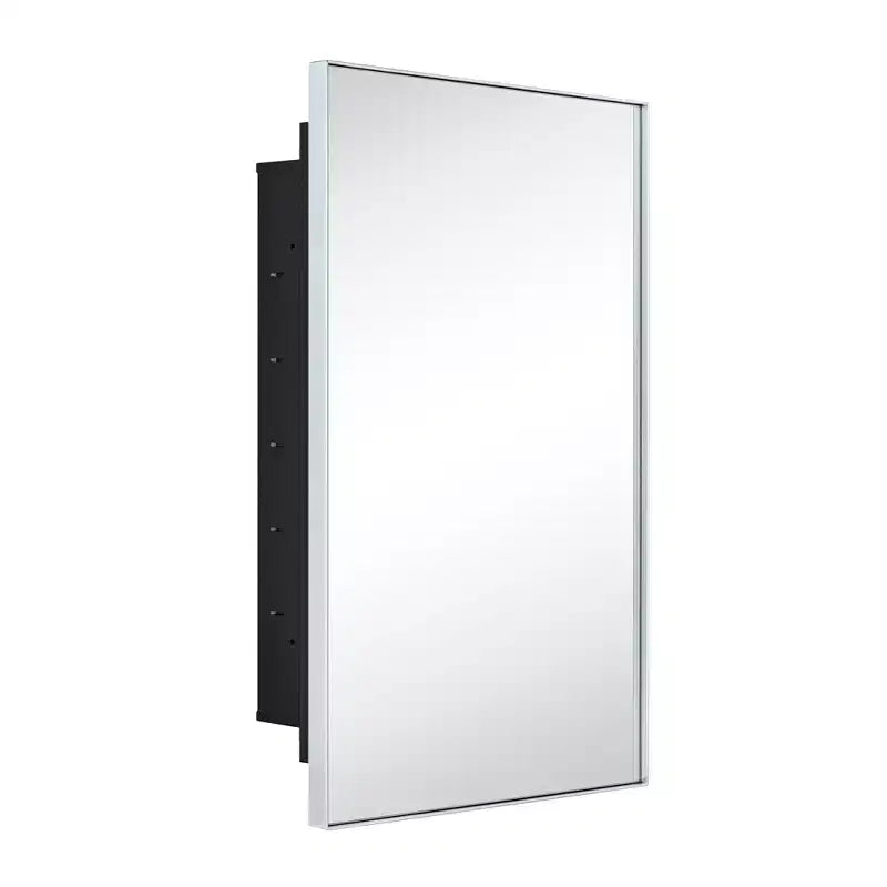 TEHOME Yasine Armoire à pharmacie rectangulaire en métal encadrée avec miroir et étagères réglables