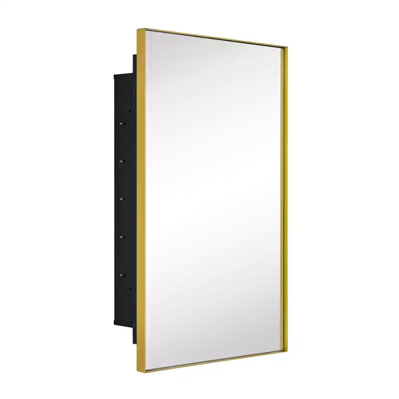 TEHOME Yasine Armoire à pharmacie rectangulaire en métal encadrée avec miroir et étagères réglables