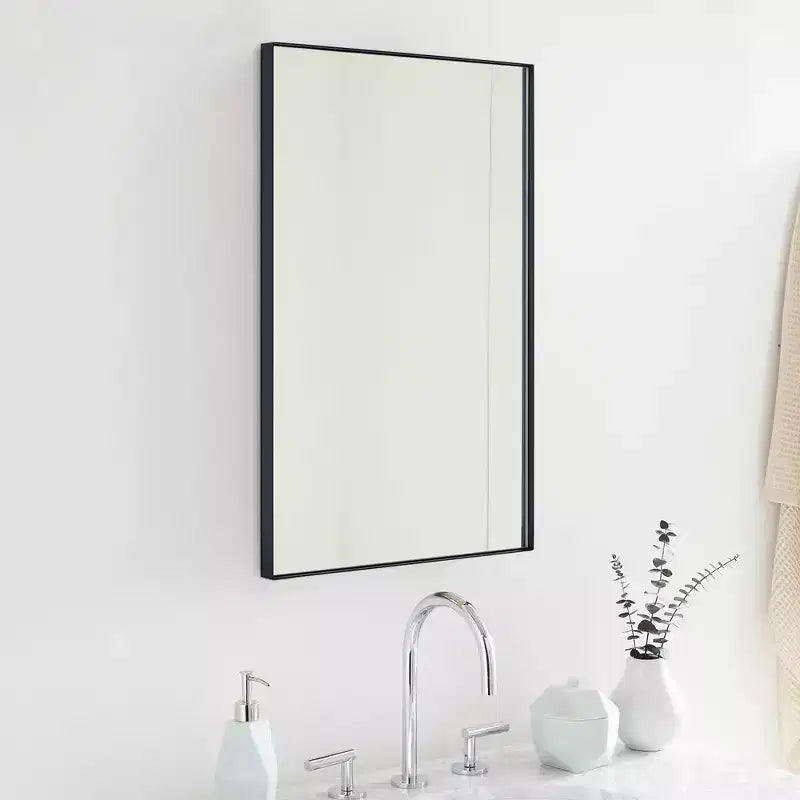 TEHOME Yasine Armoire à pharmacie rectangulaire en métal encadrée avec miroir et étagères réglables