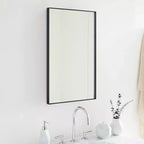 TEHOME Yasine Armoire à pharmacie rectangulaire en métal encadrée avec miroir et étagères réglables