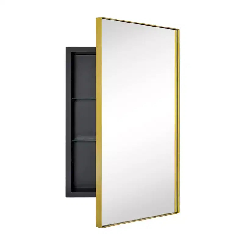 TEHOME Yasine Rectangular Metal Frmaed Medicine Cabinet with Mirror with Adjustable Shelves