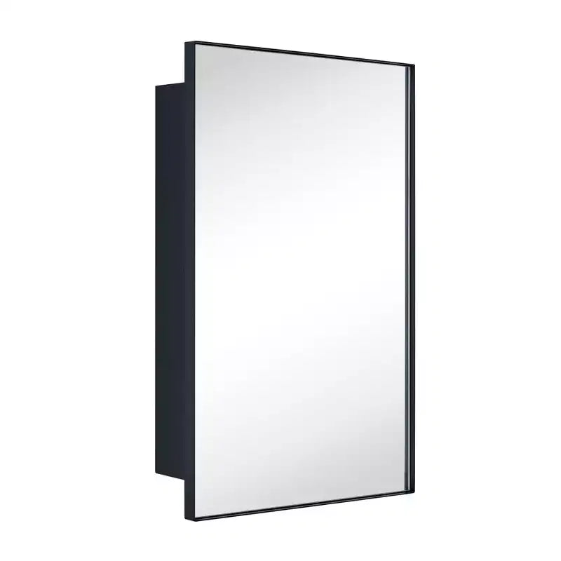 TEHOME Yasine Armoire à pharmacie rectangulaire en métal encadrée avec miroir et étagères réglables