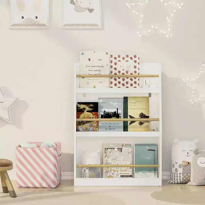 3 Tier Floor Standing Bookshelf, Modern Open Storage Display Bookshelf, Kids Bookcase Storage Organizer For Living Room Kids Room Bedroom Nursery