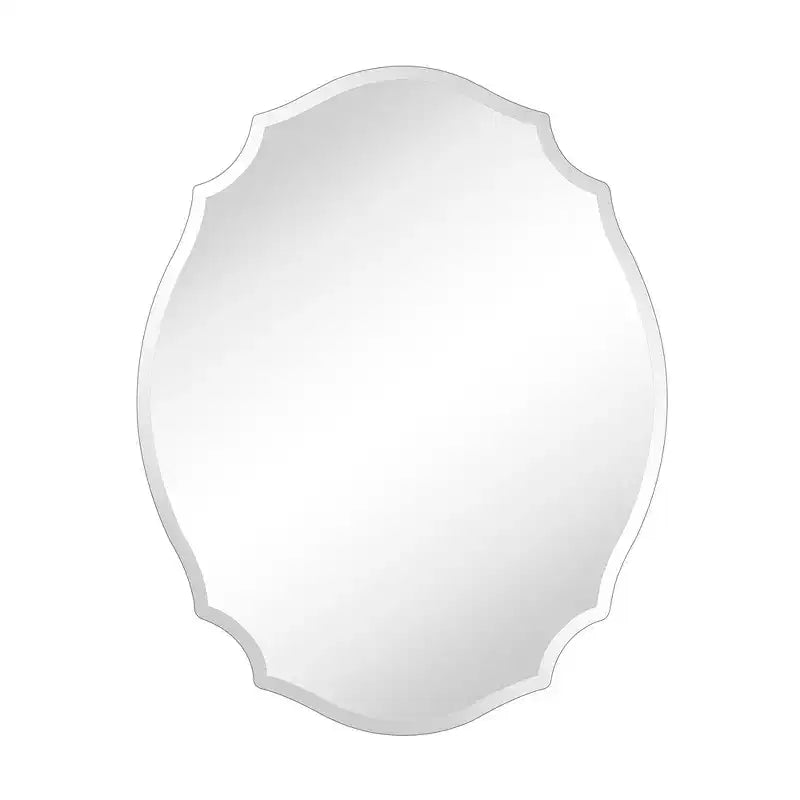 TEHOME Armoire à pharmacie de 19 po l. x 24 po H, fantaisie/spécialité, asymétrique, arquée, sans cadre, biseautée, à montage en surface avec miroir