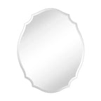 TEHOME Armoire à pharmacie de 19 po l. x 24 po H, fantaisie/spécialité, asymétrique, arquée, sans cadre, biseautée, à montage en surface avec miroir