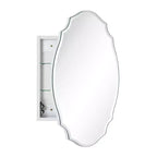 TEHOME Armoire à pharmacie de 19 po l. x 24 po H, fantaisie/spécialité, asymétrique, arquée, sans cadre, biseautée, à montage en surface avec miroir