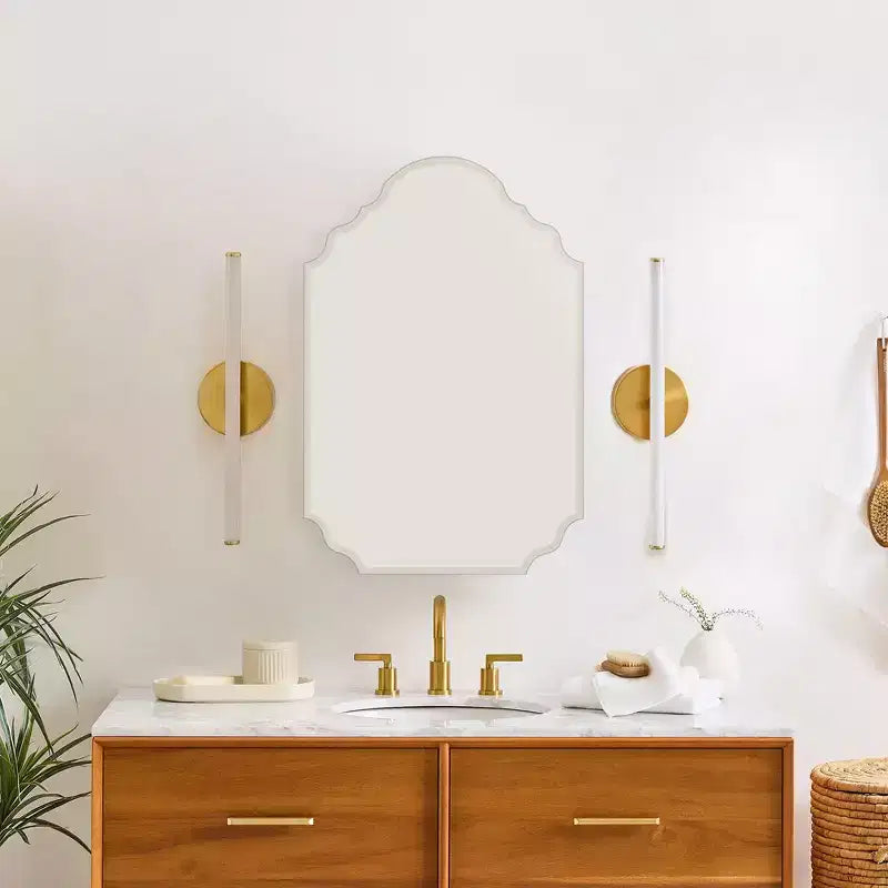 TEHOME Velora Armoire à pharmacie murale sans cadre biseautée en métal arqué irrégulier de 20 po L x 30 po H avec miroir
