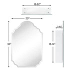 TEHOME Velora Armoire à pharmacie murale sans cadre biseautée en métal arqué irrégulier de 20 po L x 30 po H avec miroir