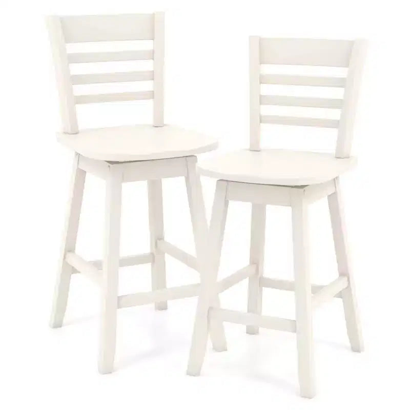 Costway Lot de 2 tabourets de bar pivotants de 62,2 cm avec dossier ajouré Marron/Blanc