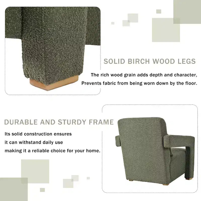 Fauteuil d'appoint rembourré en bois 30,3W avec accoudoirs élégants à angle droit 4S - ModernLuxe