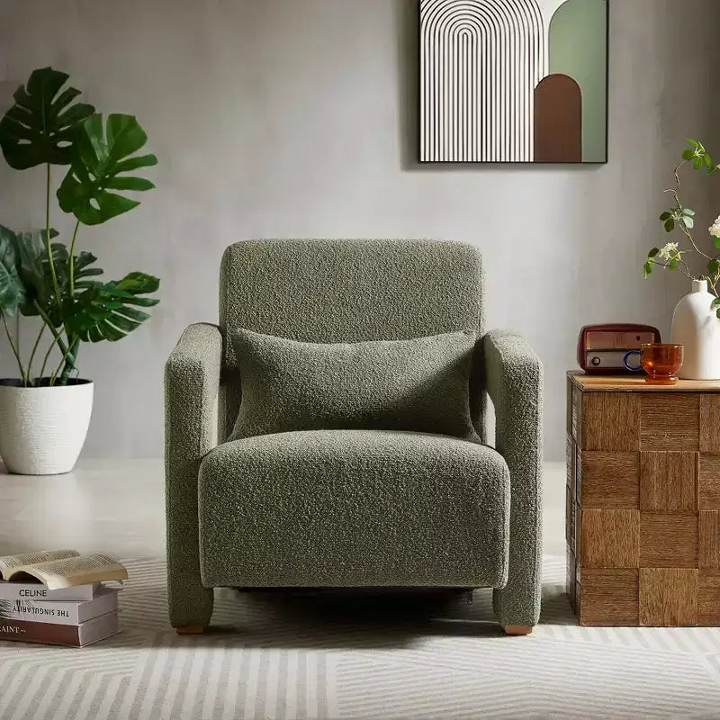 Fauteuil d'appoint rembourré en bois 30,3W avec accoudoirs élégants à angle droit 4S - ModernLuxe