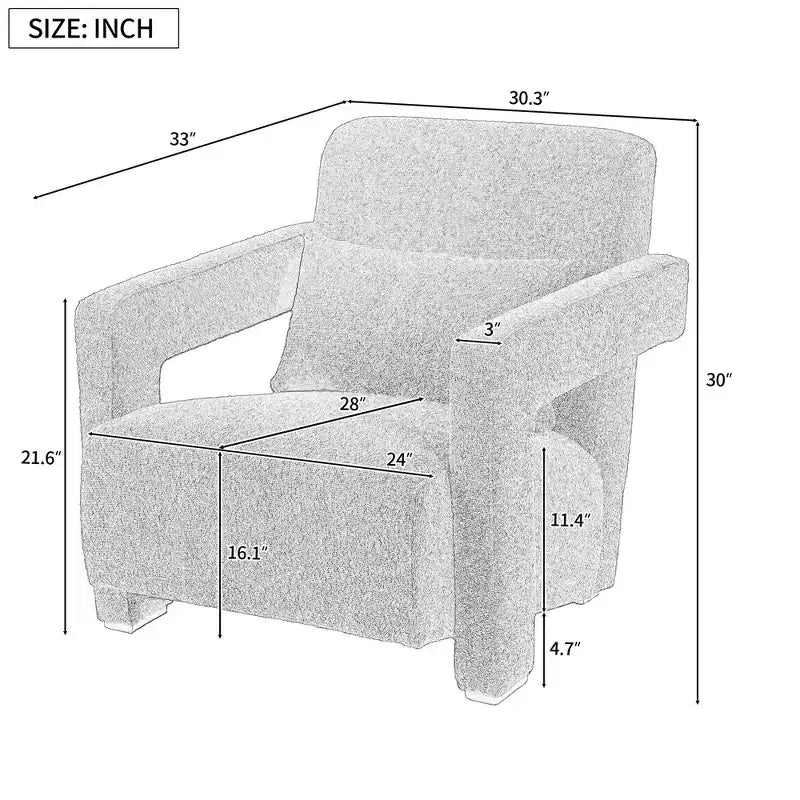 Fauteuil d'appoint rembourré en bois 30,3W avec accoudoirs élégants à angle droit 4S - ModernLuxe