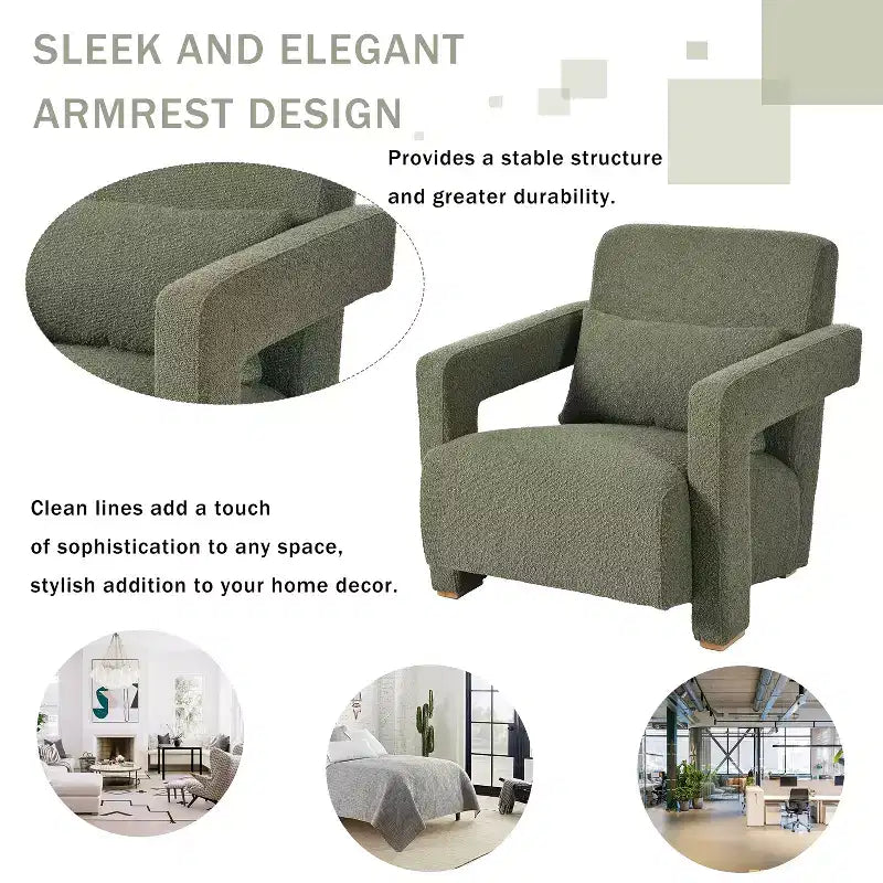 Fauteuil d'appoint rembourré en bois 30,3W avec accoudoirs élégants à angle droit 4S - ModernLuxe