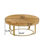 Tables basses, table basse ronde moderne en bois sculpté avec pieds en métal pour salon, salle de réception, bureau