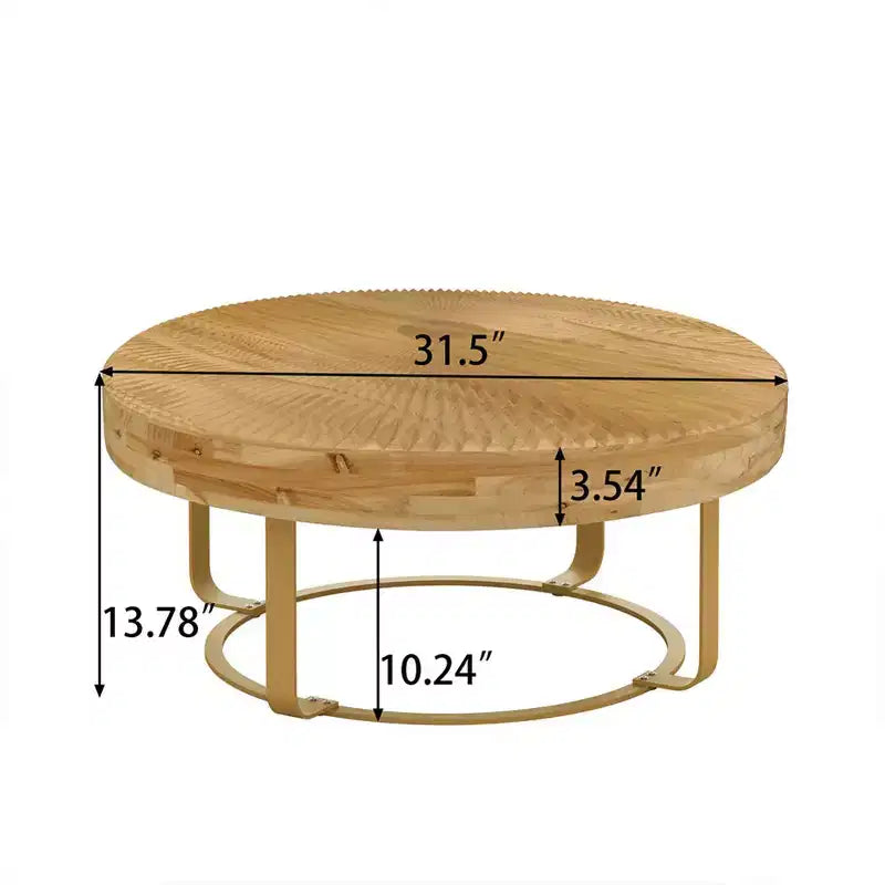 Tables basses, table basse ronde moderne en bois sculpté avec pieds en métal pour salon, salle de réception, bureau
