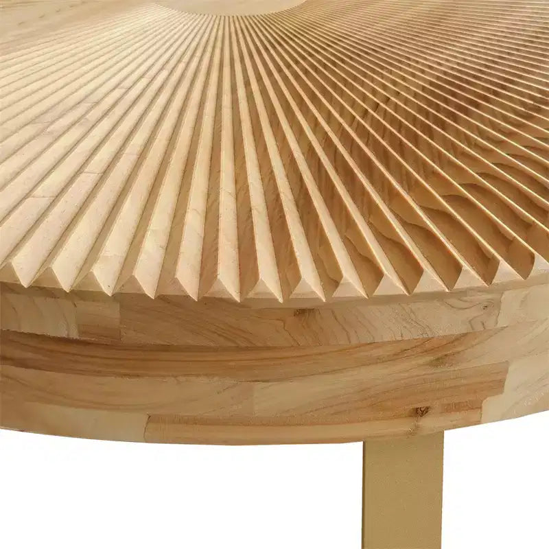 Tables basses, table basse ronde moderne en bois sculpté avec pieds en métal pour salon, salle de réception, bureau