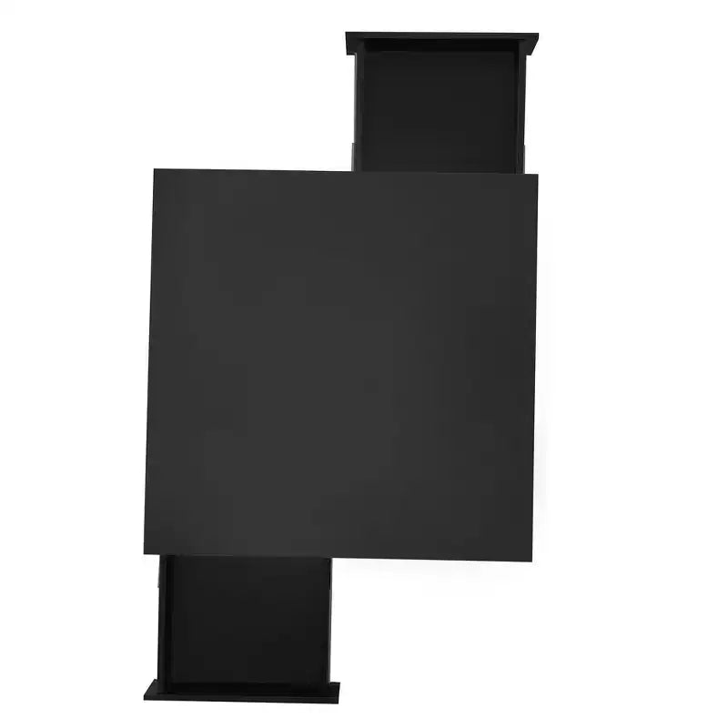 33.4W Table Basse Exquise Brillant avec 4 Pieds Dorés et 2 Petits Tiroirs, Table d'Appoint Carrée à 2 Niveaux 4S - ModernLuxe