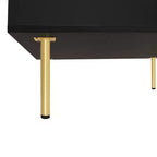 33.4W Table Basse Exquise Brillant avec 4 Pieds Dorés et 2 Petits Tiroirs, Table d'Appoint Carrée à 2 Niveaux 4S - ModernLuxe