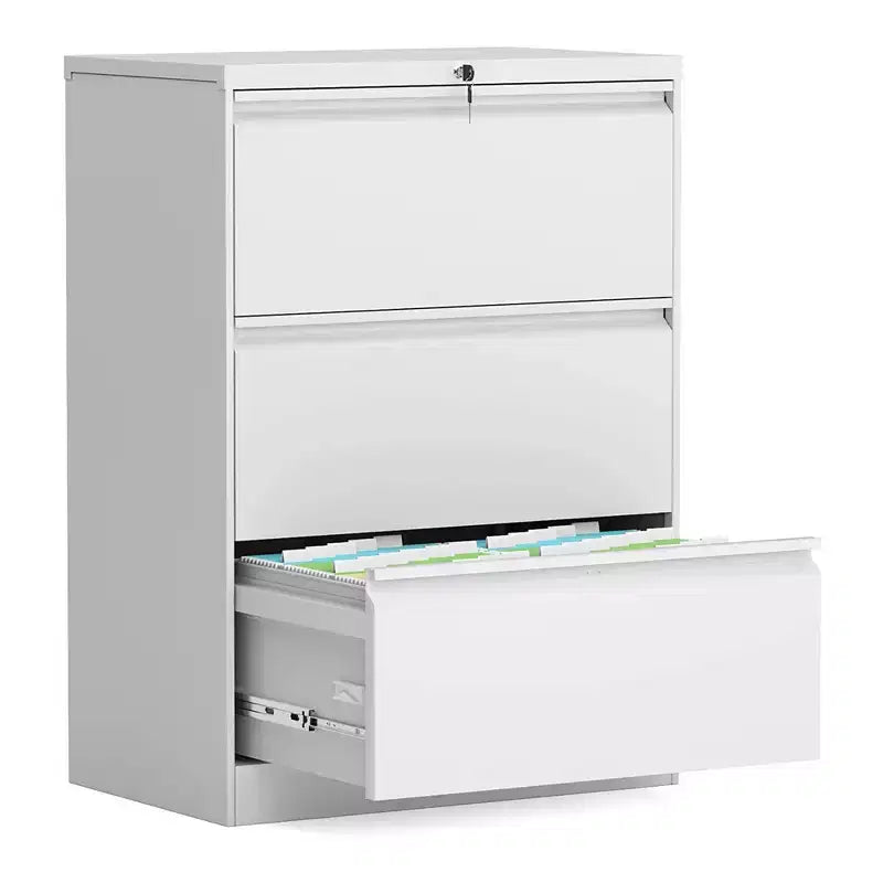 AOBABO Classeur Vertical Métallique à 3 Tiroirs avec Serrure pour la Maison et le Bureau