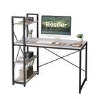 Petit bureau informatique Bestier avec étagères pour bureau à domicile, noyer foncé