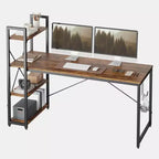 Petit bureau informatique Bestier avec étagères pour bureau à domicile, noyer foncé