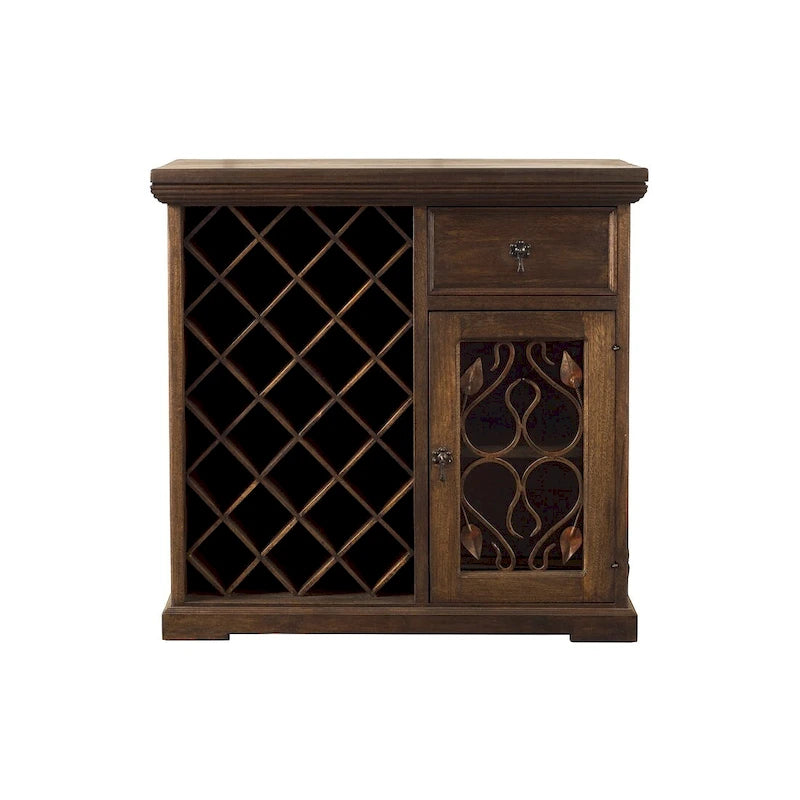 40"H Handmade Reclaimed Barn Wood & Forged Iron Wine Floor Cabinet, Rustic, No Assembly