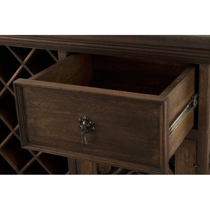 40"H Handmade Reclaimed Barn Wood & Forged Iron Wine Floor Cabinet, Rustic, No Assembly