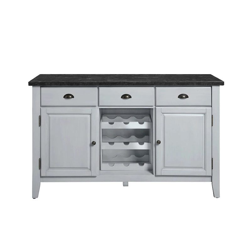Rectangular Marble Top Server in Antique White