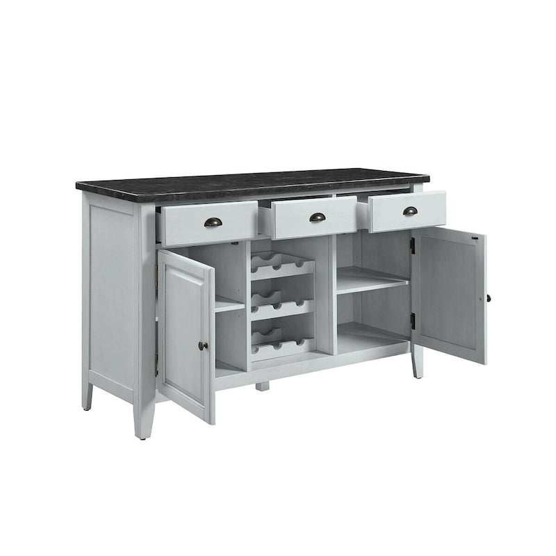 Rectangular Marble Top Server in Antique White