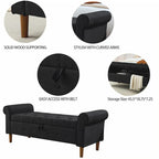 Banc de rangement capitonné à 62 boutons, pouf rembourré en lin