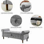 Banc de rangement capitonné à 62 boutons, pouf rembourré en lin