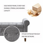 Banc de rangement capitonné à 62 boutons, pouf rembourré en lin