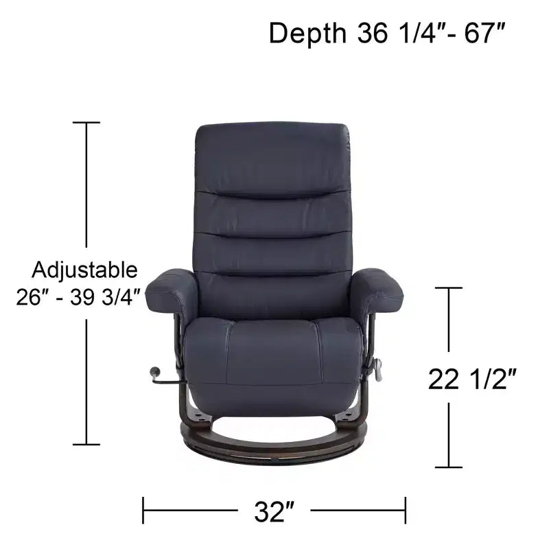 Fauteuil inclinable pivotant réglable en similicuir bleu nuit Peregrine de BenchMaster