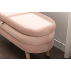 Banc de rangement en velours avec pieds en bois pour salon et chambre à coucher