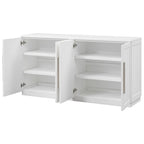 Bahut 4 portes grand espace de rangement Meuble de rangement avec étagères réglables et poignées argentées pour cuisine