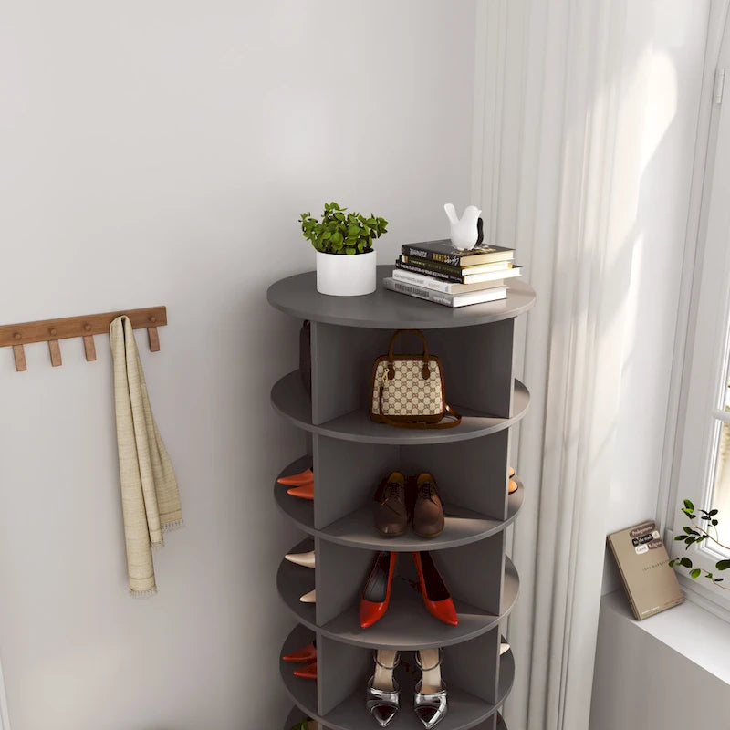 360° Rotating Shoe Cabinet, 6 Tiers, Holds 24 Pairs, Space-Saving, 3 Colors