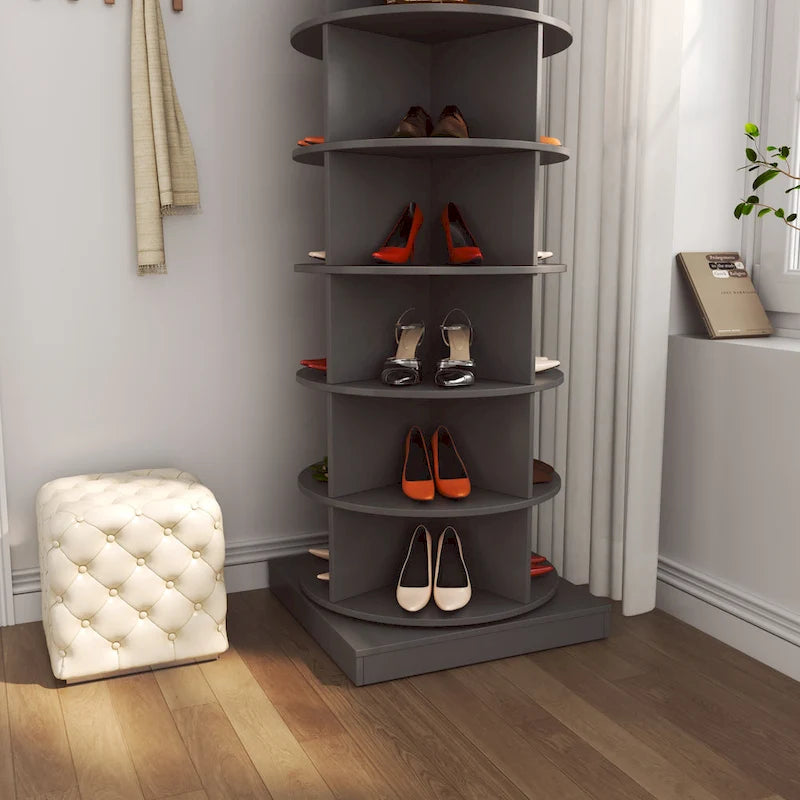 360° Rotating Shoe Cabinet, 6 Tiers, Holds 24 Pairs, Space-Saving, 3 Colors